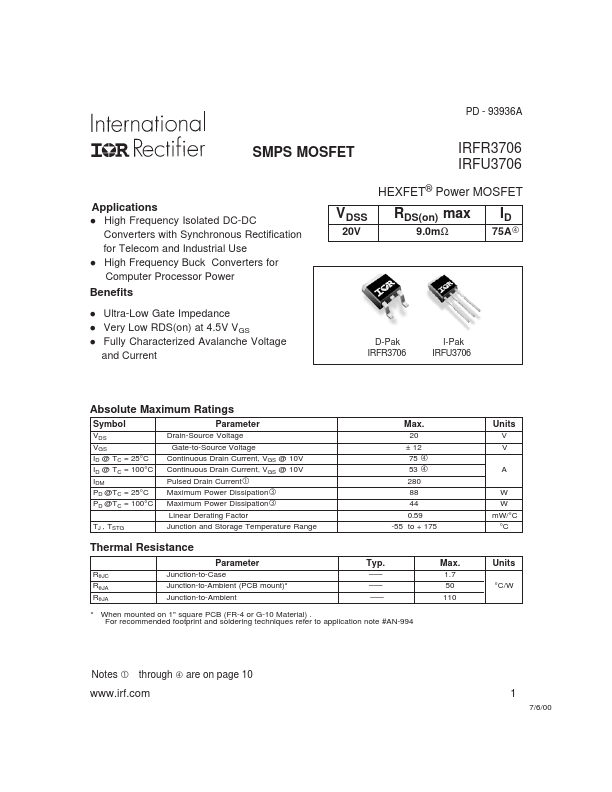 IRFR3706 International Rectifier