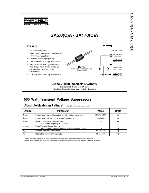 SA130CA Fairchild Semiconductor