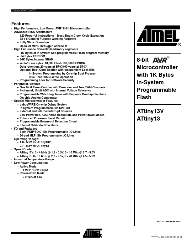 TINY13V ATMEL Corporation