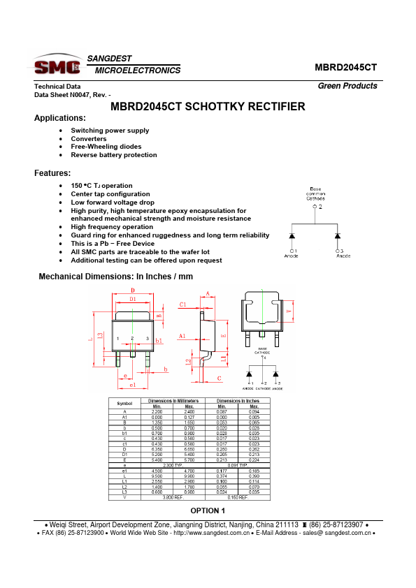 MBRD2045CT SANGDEST MICROELECTRONICS