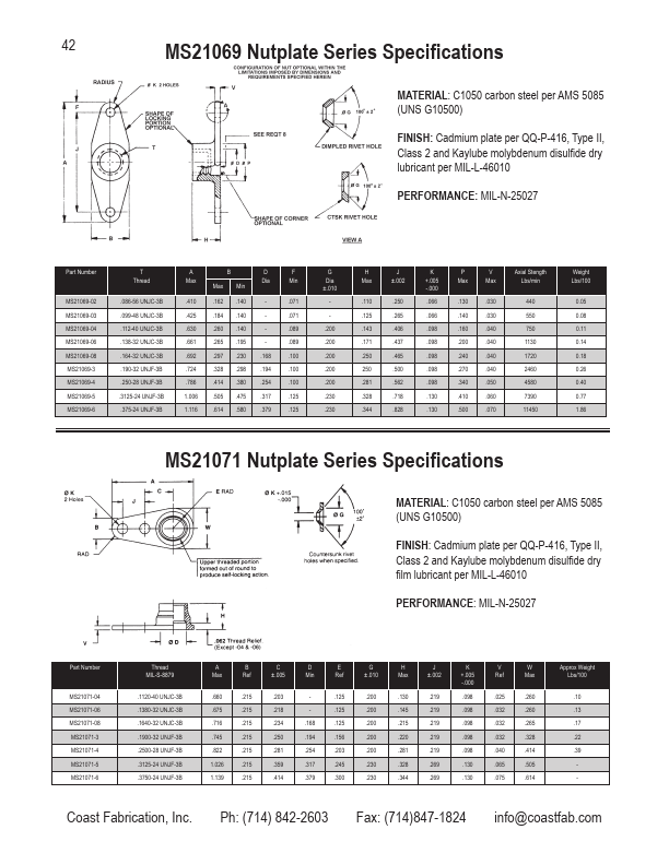 MS21071-6 Coast Fabrication