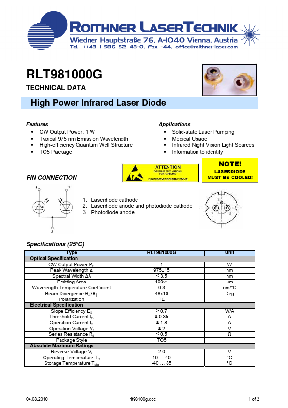 RLT981000G Roithner LaserTechnik