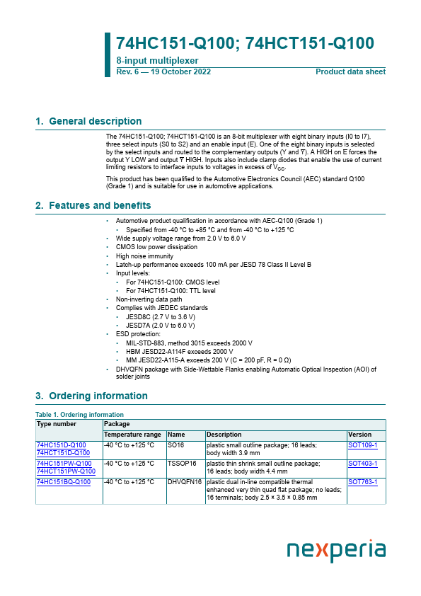 74HCT151-Q100 nexperia