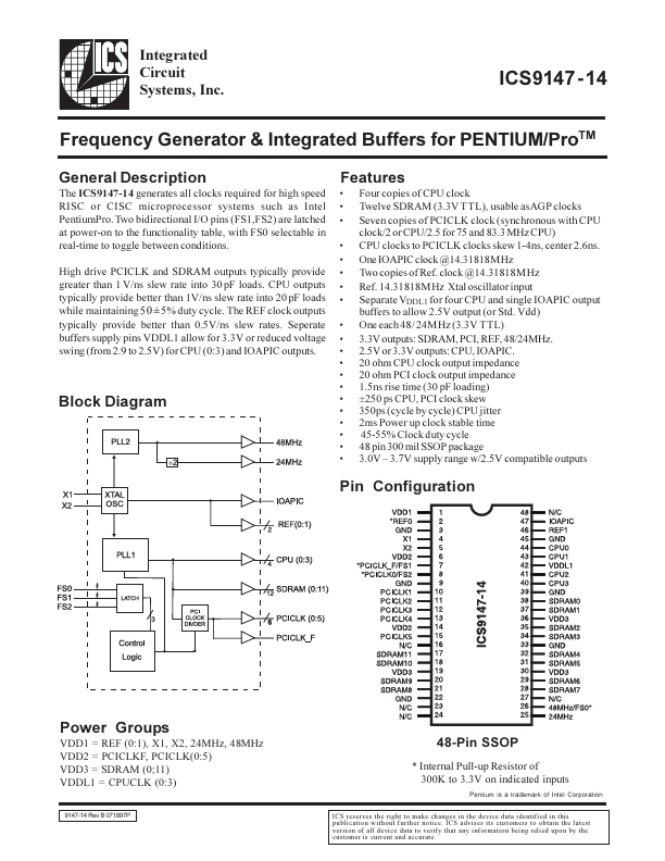 ICS9147-14 Integrated Circuit Systems
