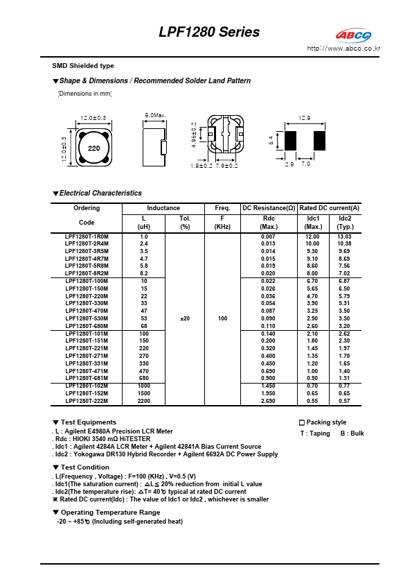 <?=LPF1280T-220M?> डेटा पत्रक पीडीएफ