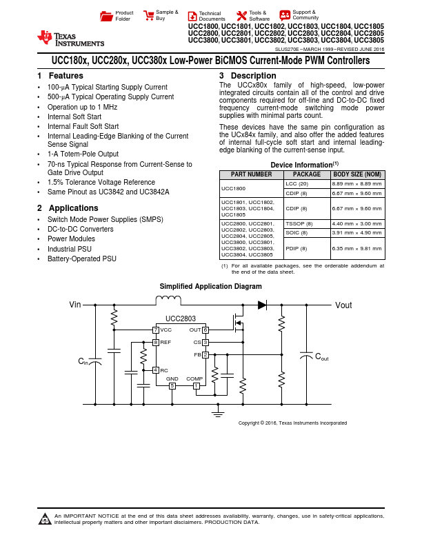 UCC3805 Texas Instruments