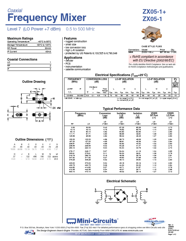 ZX05-1 Datasheet PDF - Mini-Circuits