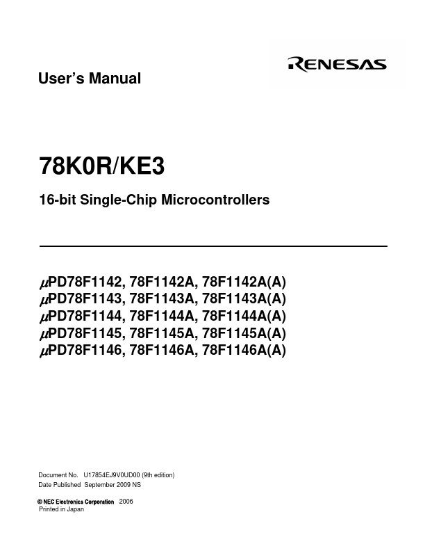 <?=uPD78F1146A?> डेटा पत्रक पीडीएफ