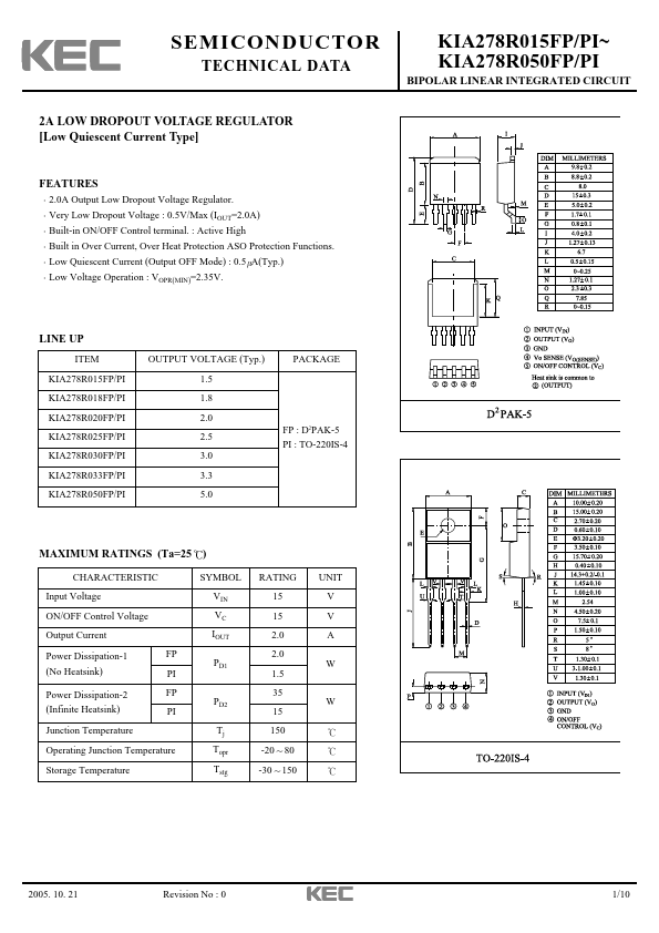 <?=KIA278R030FP?> डेटा पत्रक पीडीएफ