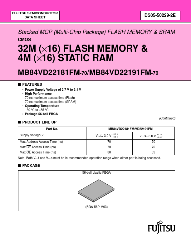 MB84VD22181FM-70