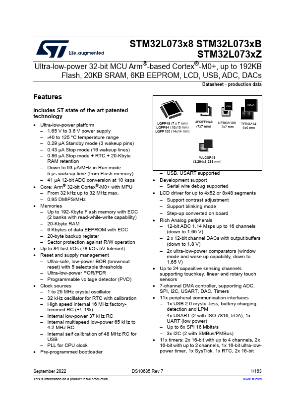 <?=STM32L073RZ?> डेटा पत्रक पीडीएफ