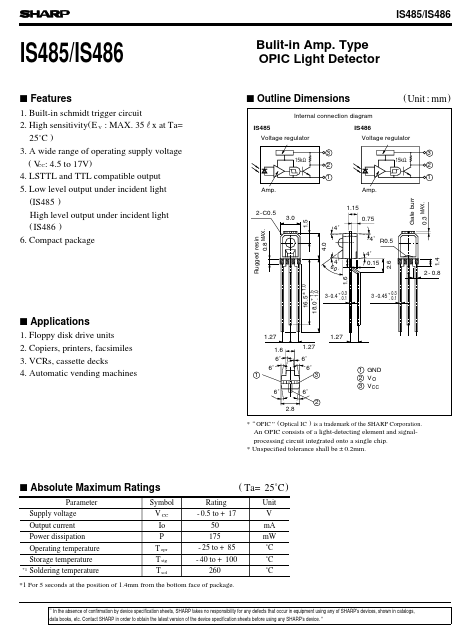 IS485 Sharp Electrionic Components