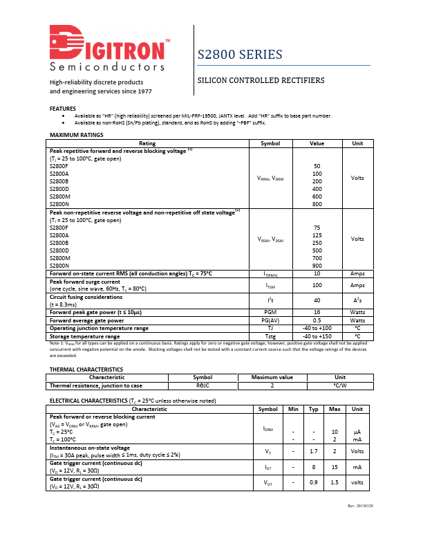 S2800A Digitron Semiconductors