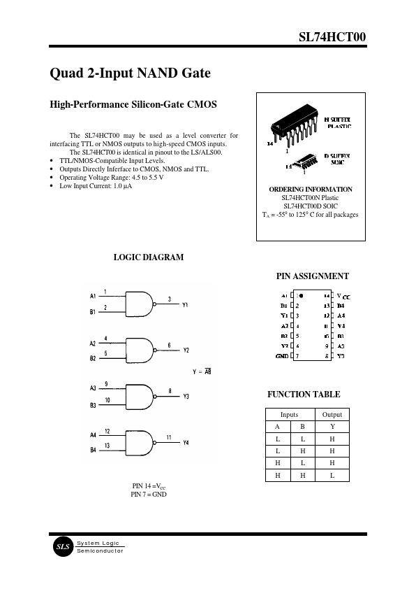 SL74HCT00 System Logic Semiconductor