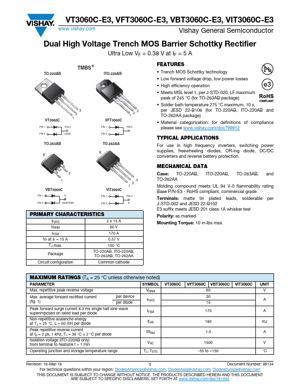 VBT3060C-E3 Vishay