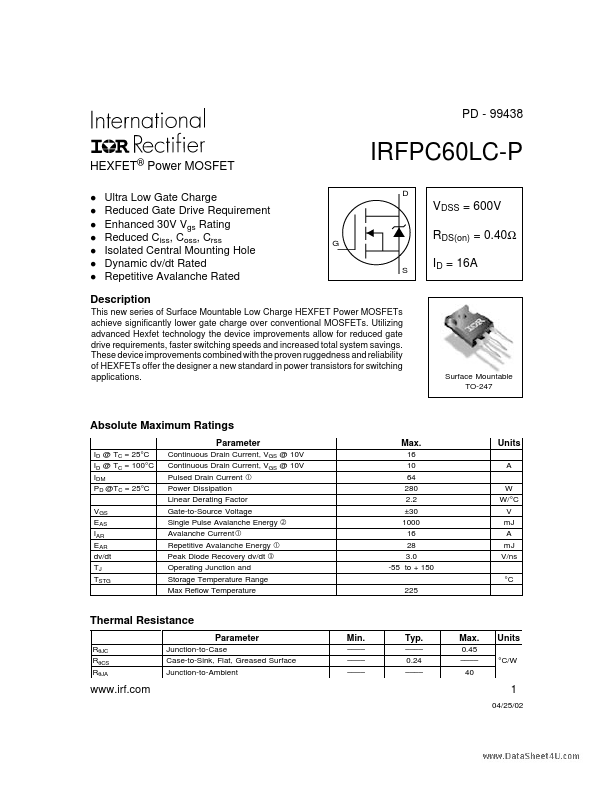 IRFPC60LC-P International Rectifier
