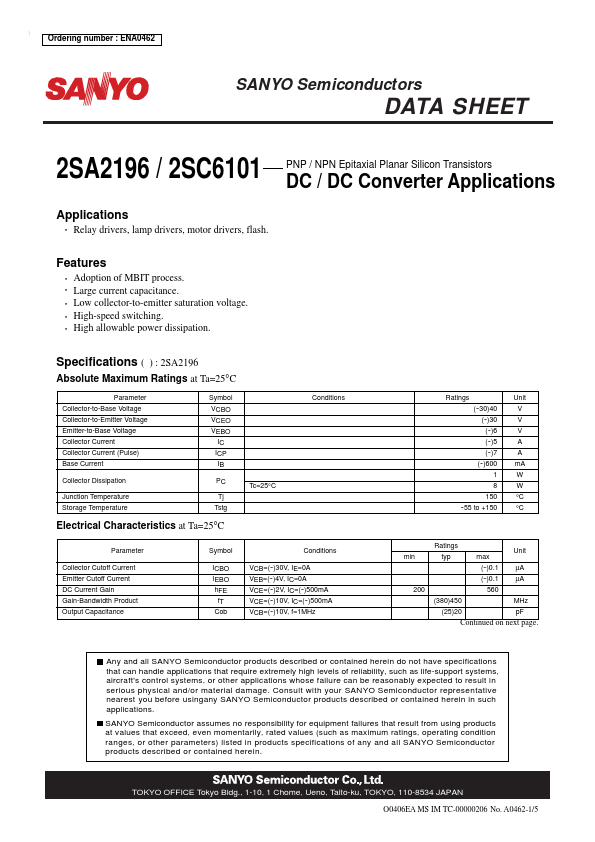 2SC6101 Sanyo Semicon Device