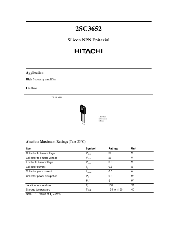 2SC3652 Hitachi Semiconductor