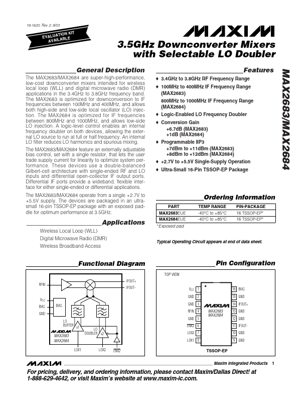 <?=MAX2683?> डेटा पत्रक पीडीएफ