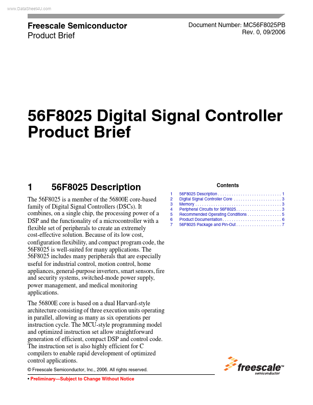 56F8025 Freescale Semiconductor