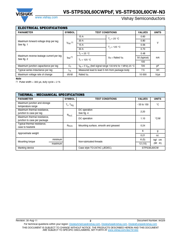 VS-STPS30L60CW-N3