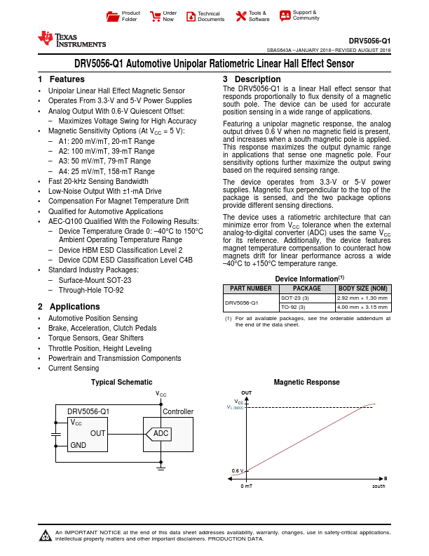 <?=DRV5056-Q1?> डेटा पत्रक पीडीएफ