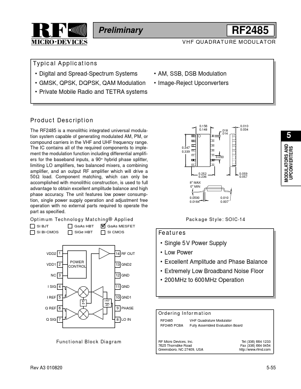 RF2485 RF Micro Devices