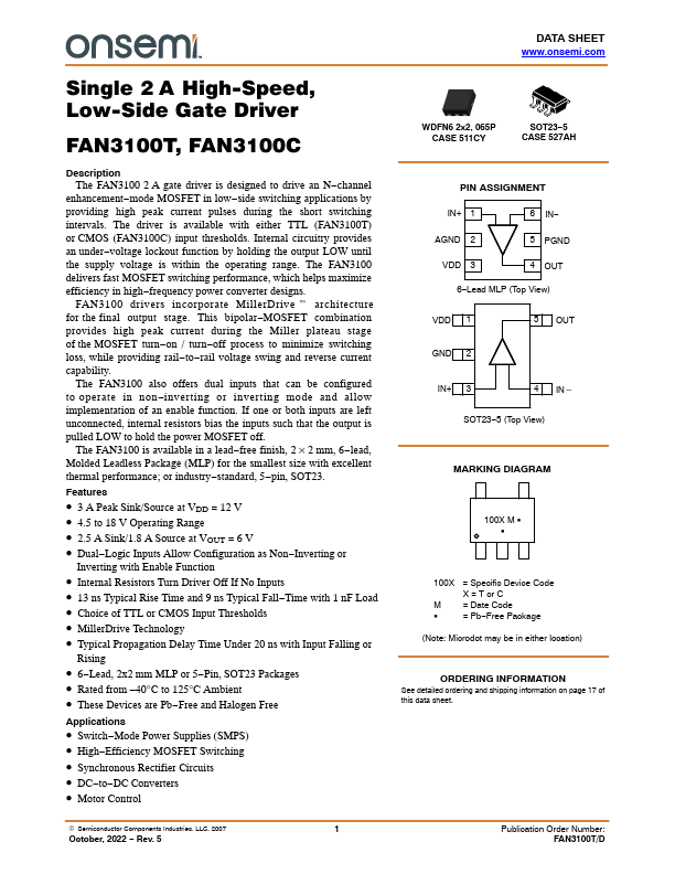 <?=FAN3100T?> डेटा पत्रक पीडीएफ