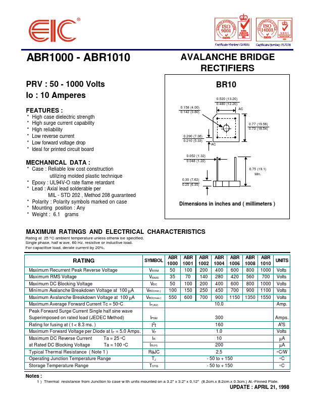 ABR1001 EIC discrete Semiconductors