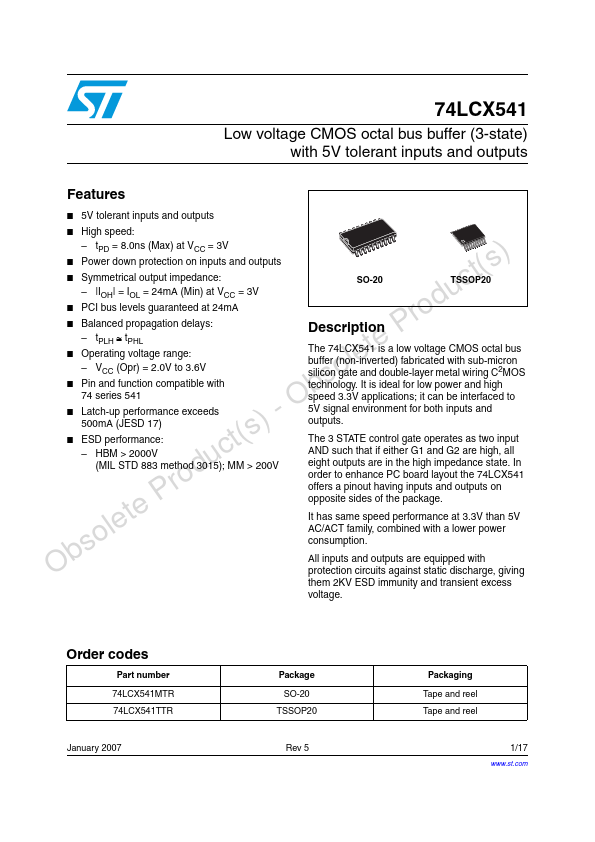 74LCX541 ST Microelectronics