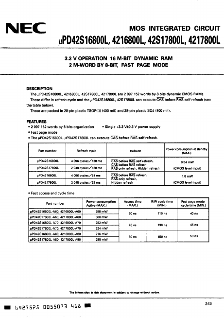 <?=UPD4216800?> डेटा पत्रक पीडीएफ