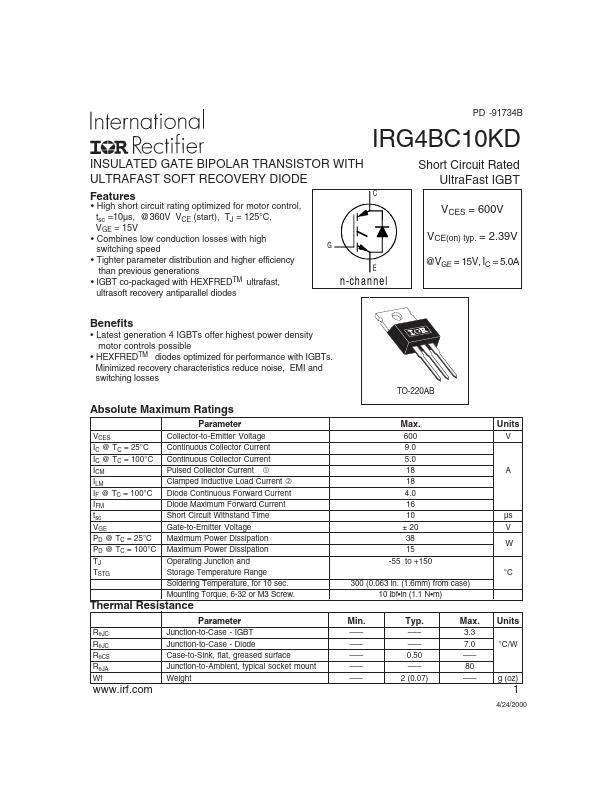 IRG4BC10KD International Rectifier