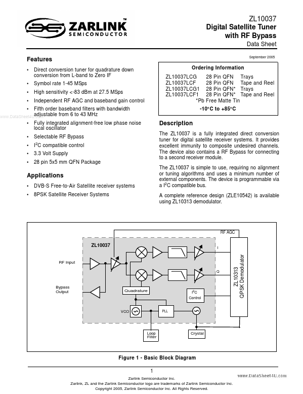 ZL10037 Zarlink Semiconductor