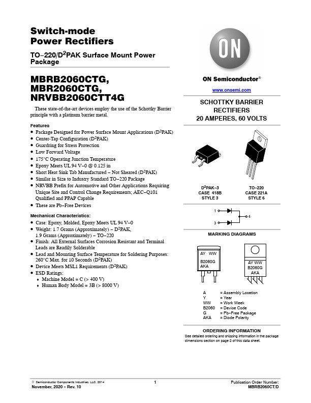 MBR2060CTG ON Semiconductor