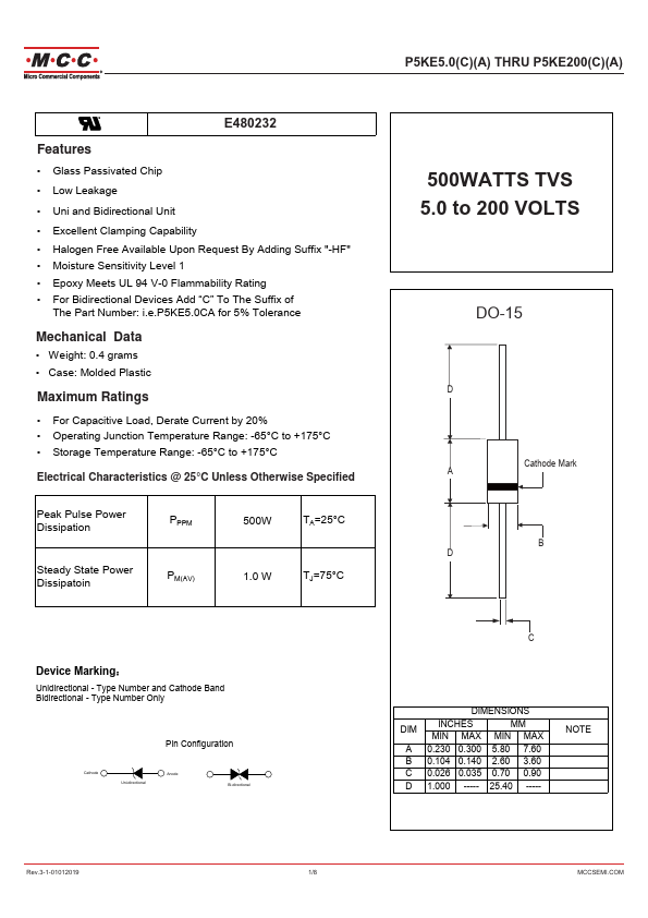 P5KE9.0A MCC