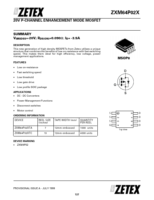 ZXM64P02X Zetex Semiconductors