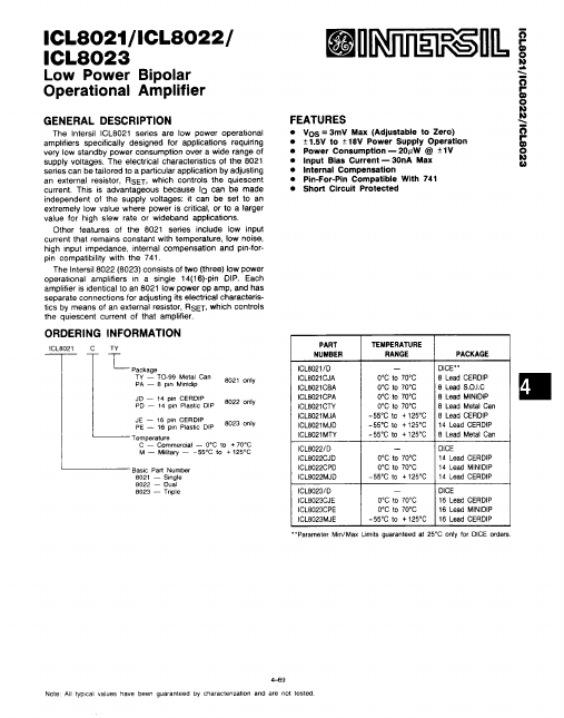 ICL8023 General Electric Solid State