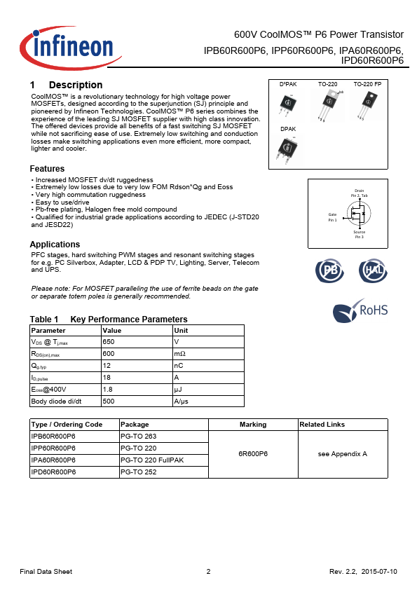 IPD60R600P6