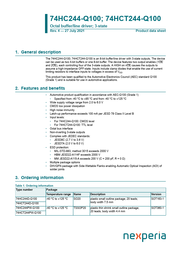 74HCT244-Q100 nexperia