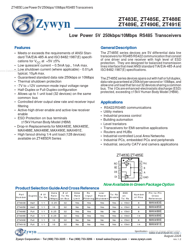 <?=ZT488E?> डेटा पत्रक पीडीएफ