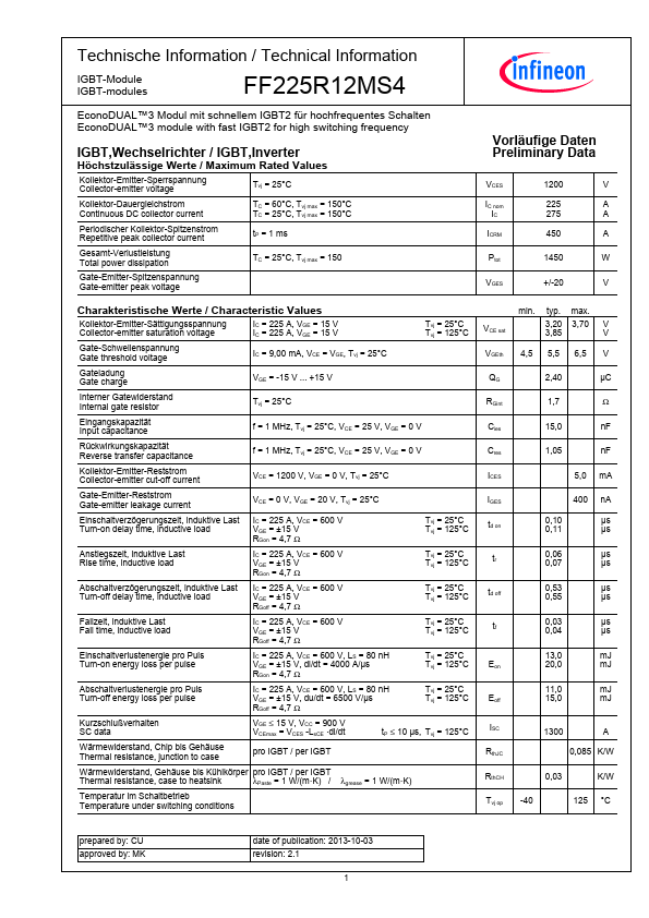 <?=FF225R12MS4?> डेटा पत्रक पीडीएफ