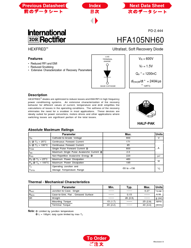 HFA105NH60 International Rectifier