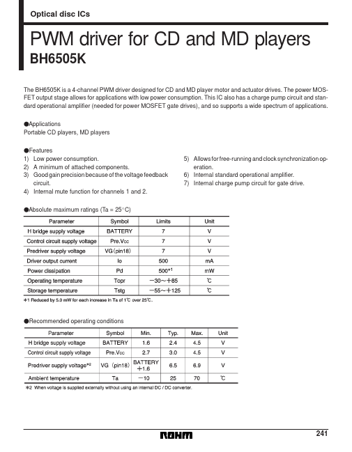 <?=BH6505K?> डेटा पत्रक पीडीएफ