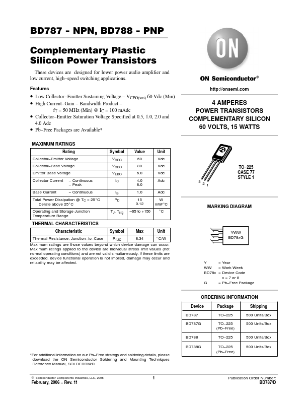 BD787 ON Semiconductor