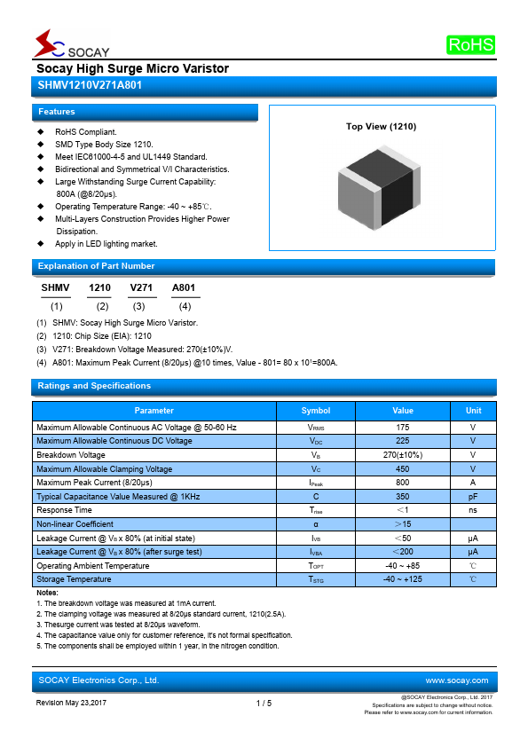 <?=SHMV1210V271A801?> डेटा पत्रक पीडीएफ