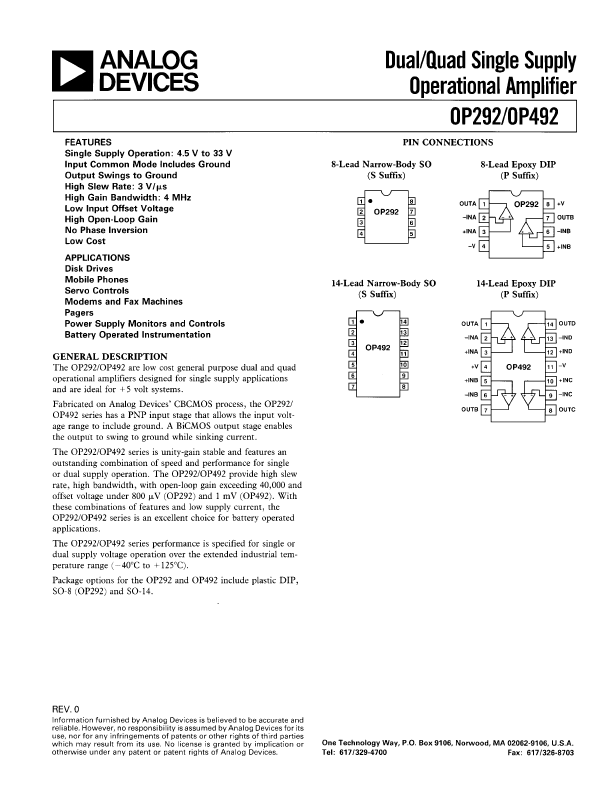 OP-492 Analog Devices