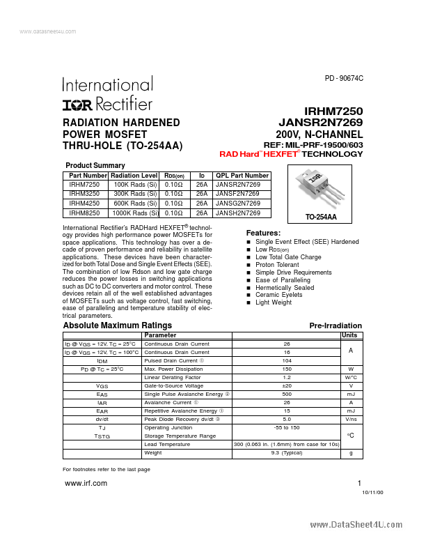 IRHM7250 International Rectifier
