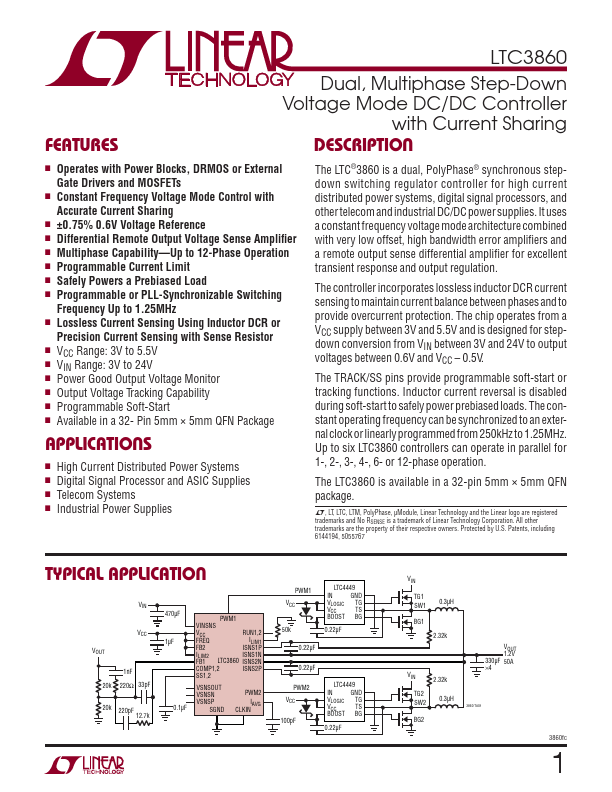 <?=LTC3860?> डेटा पत्रक पीडीएफ