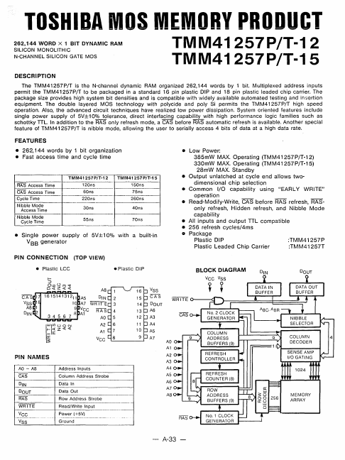 TMM41257T-12 Toshiba