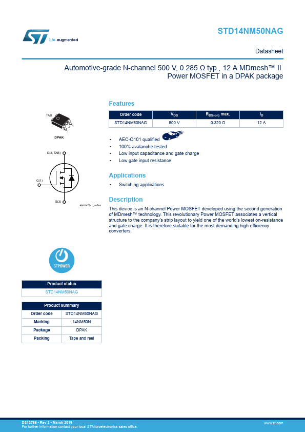 STD14NM50NAG